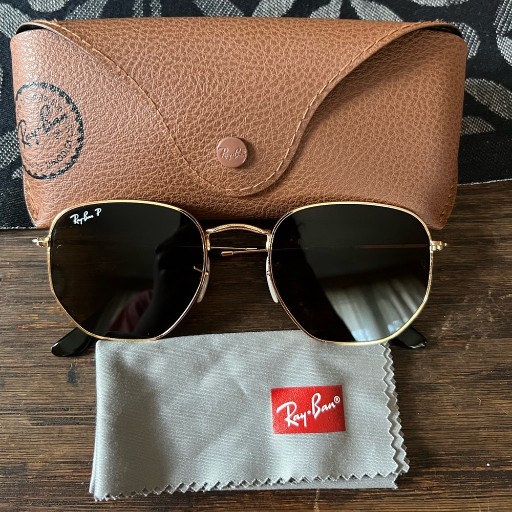 Ray ban hexagonal gold sunglasses